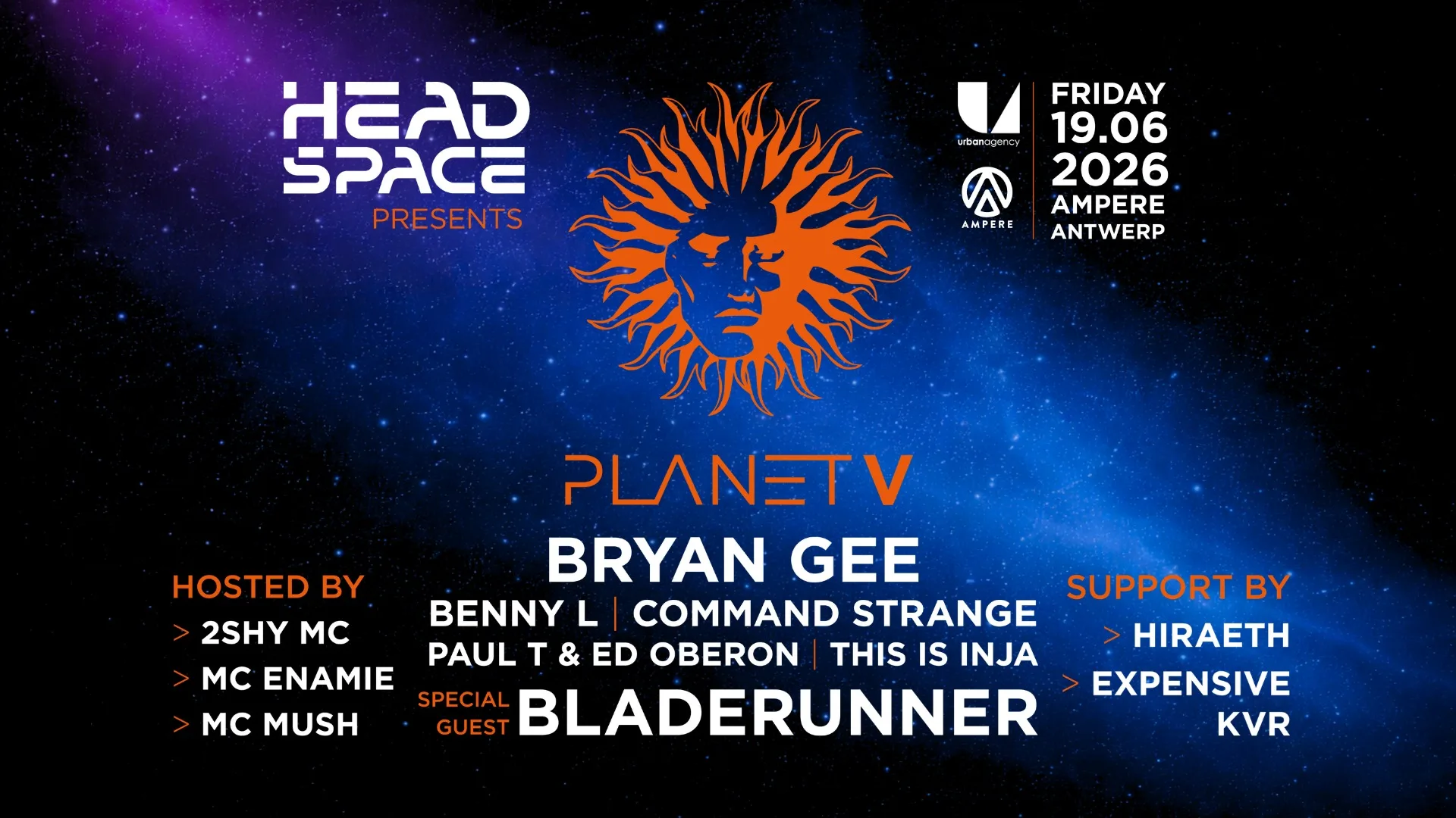Headspace presents Planet V: Bryan Gee, Bladerunner, Benny L + more op Facebook