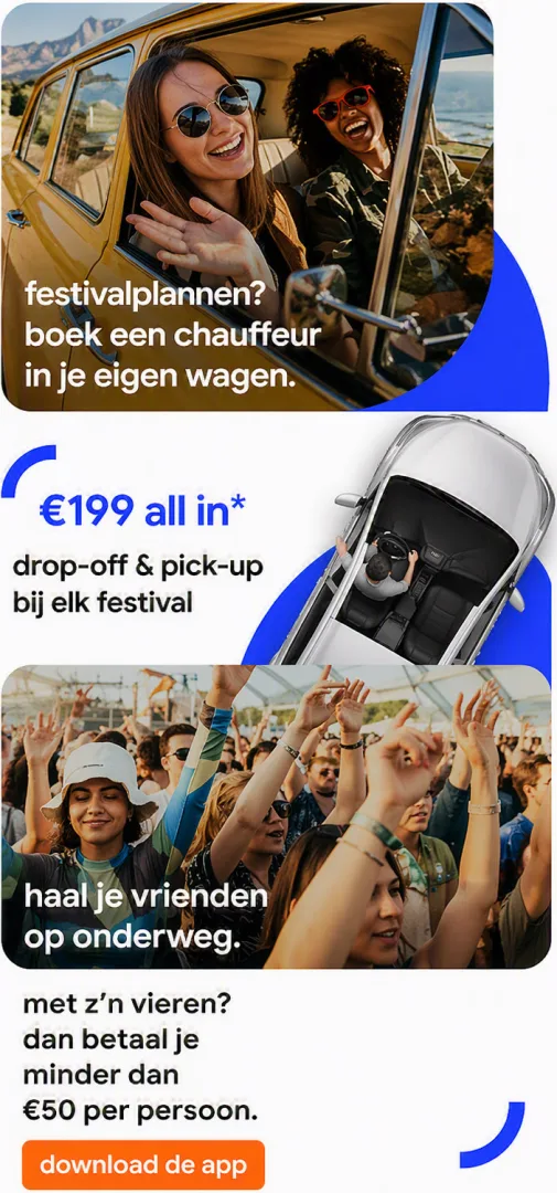 Get Driven — boek een chauffeur in je eigen wagen voor festivals